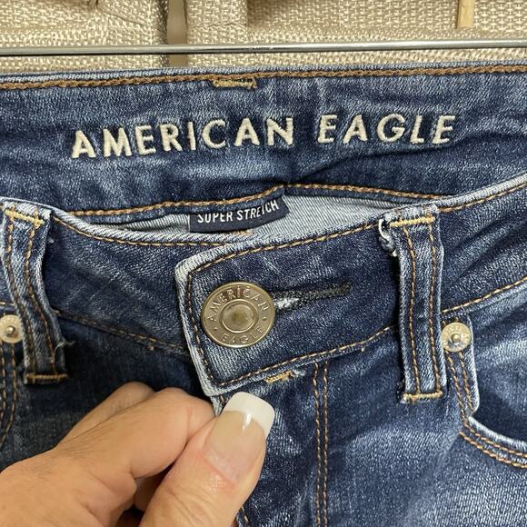 American Eagle HIGH RISE SKINNY Jeans Women’s 4 Regular Dark Wash Stretch Denim - Picture 6 of 10